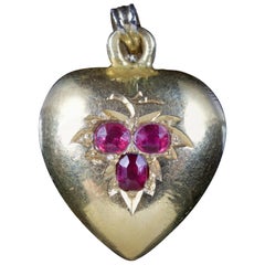 Antique Victorian Ruby Heart 18 Carat Gold Pendant, circa 1880
