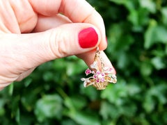 Antique Victorian Ruby Peridot Diamond and Pearl Yellow Gold Pendant