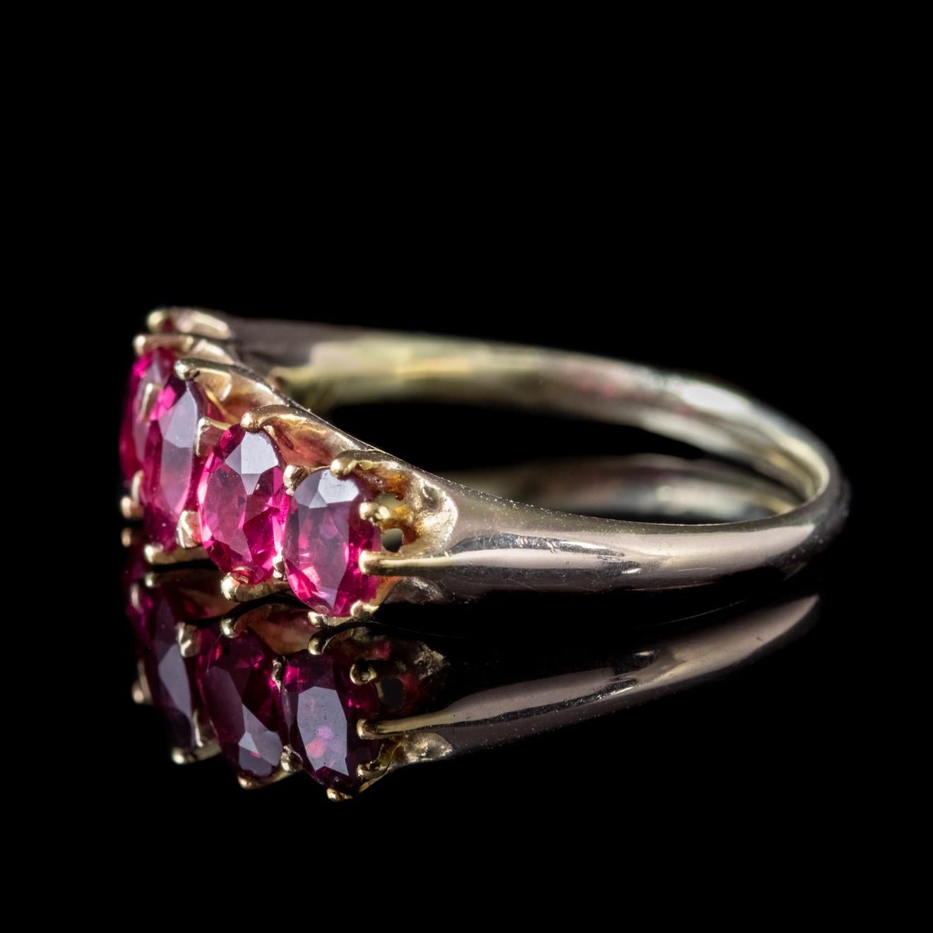 Antique Victorian Ruby Ring 2.90ct Natural Rubies 18ct Gold circa 1900 Certified In Good Condition For Sale In Lancaster, Lancashire
