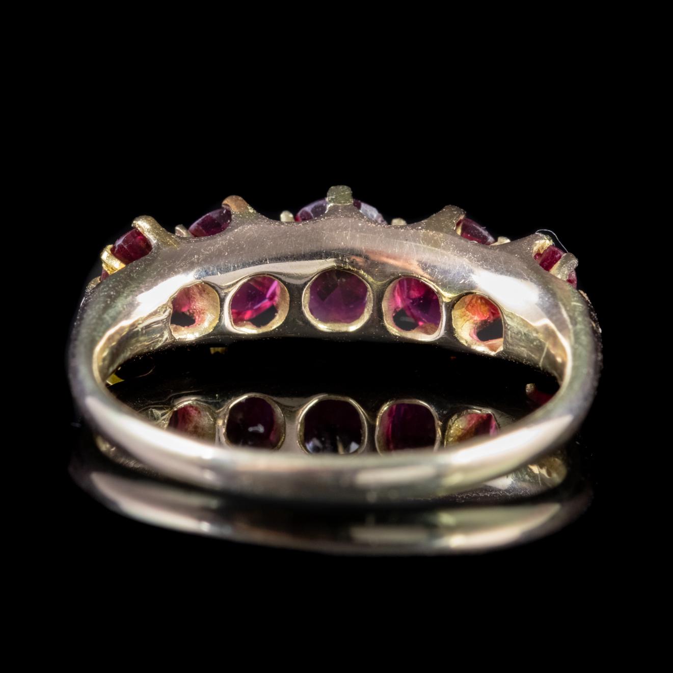Women's Antique Victorian Ruby Ring 2.90ct Natural Rubies 18ct Gold circa 1900 Certified For Sale