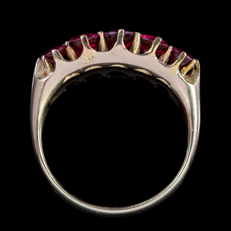 Antique Victorian Ruby Ring 2.90ct Natural Rubies 18ct Gold circa 1900