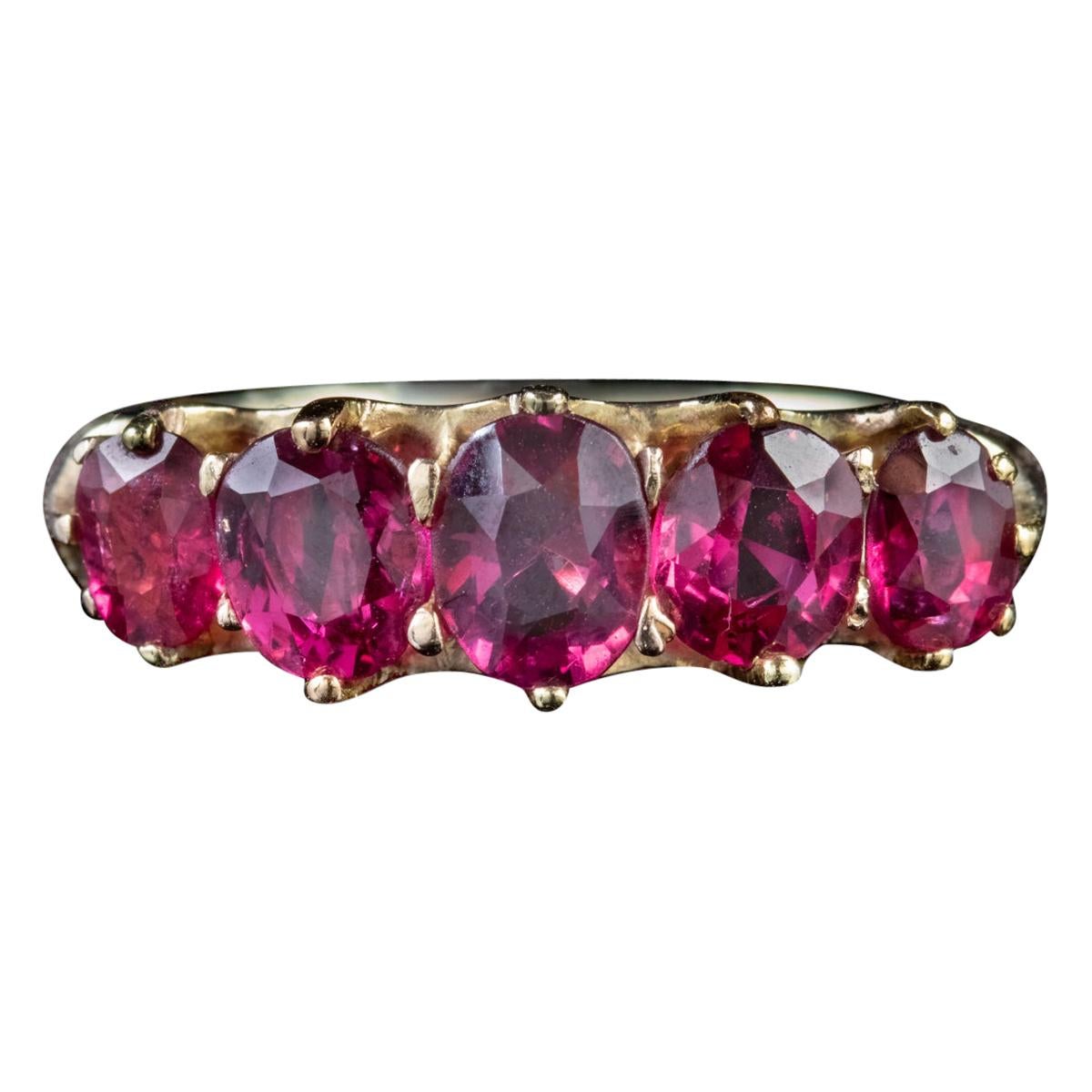 Antique Victorian Ruby Ring 2.90ct Natural Rubies 18ct Gold circa 1900 Certified For Sale