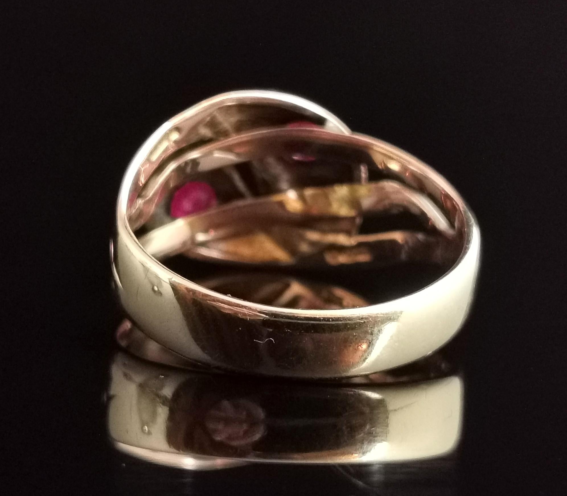 Women's or Men's Antique Victorian Ruby Snake Ring, 9 Karat Yellow Gold