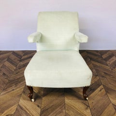 Antique Victorian Salon Armchair on Castors, 1850s