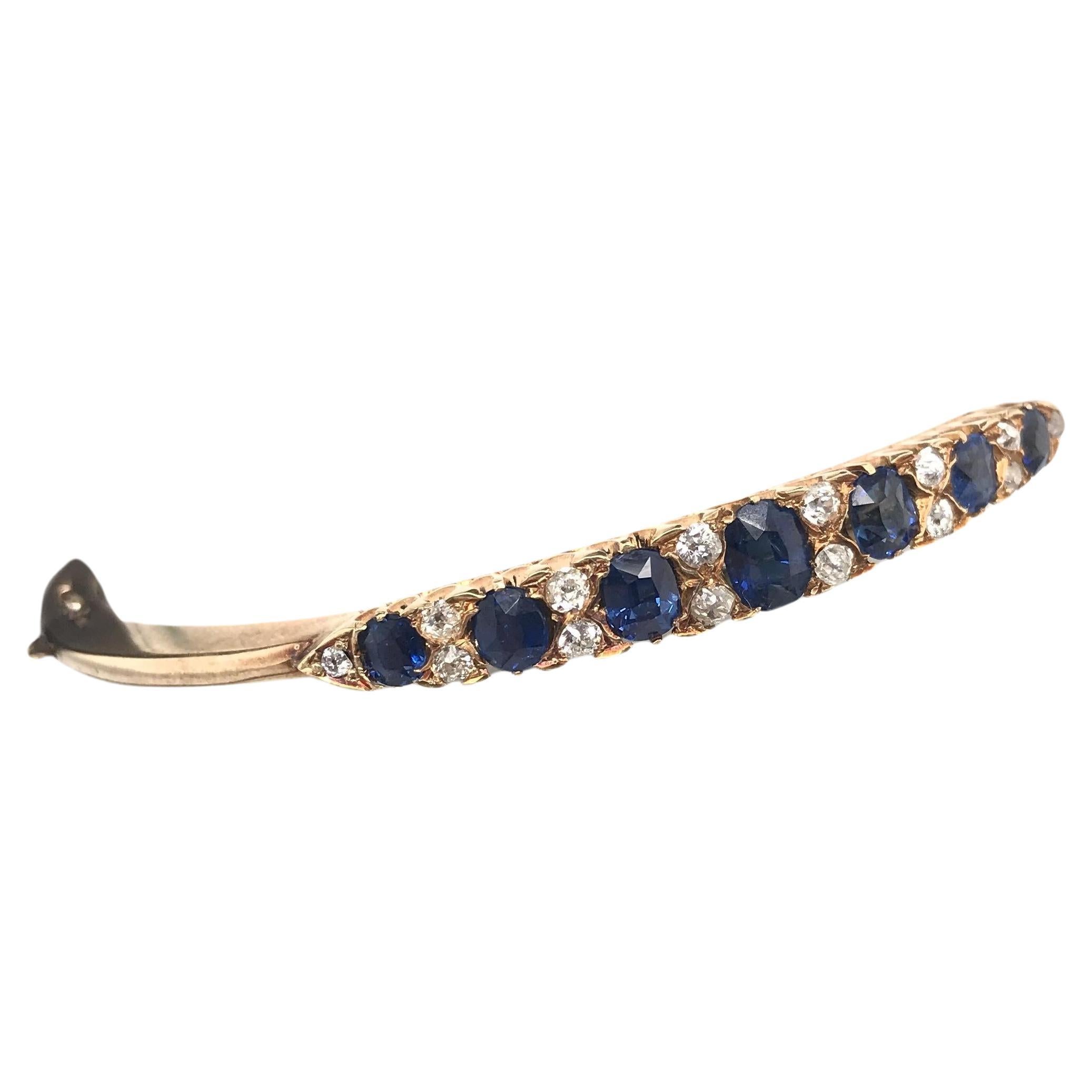 Antique Victorian Sapphire and Diamond Bangle Bracelet For Sale