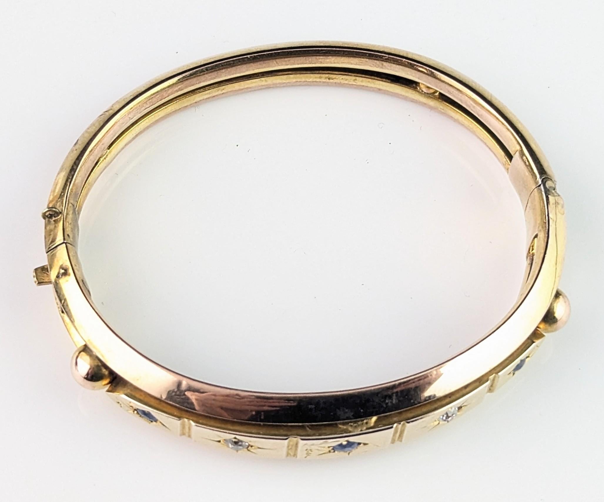 Antique Victorian Sapphire and Diamond, star set, 9k yellow gold For Sale 11