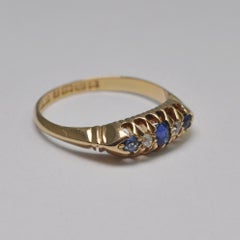Antique Victorian Sapphire Diamond 18 Carat Gold Ring