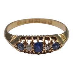 Antique Victorian Sapphire Diamond 18 Carat Gold Ring