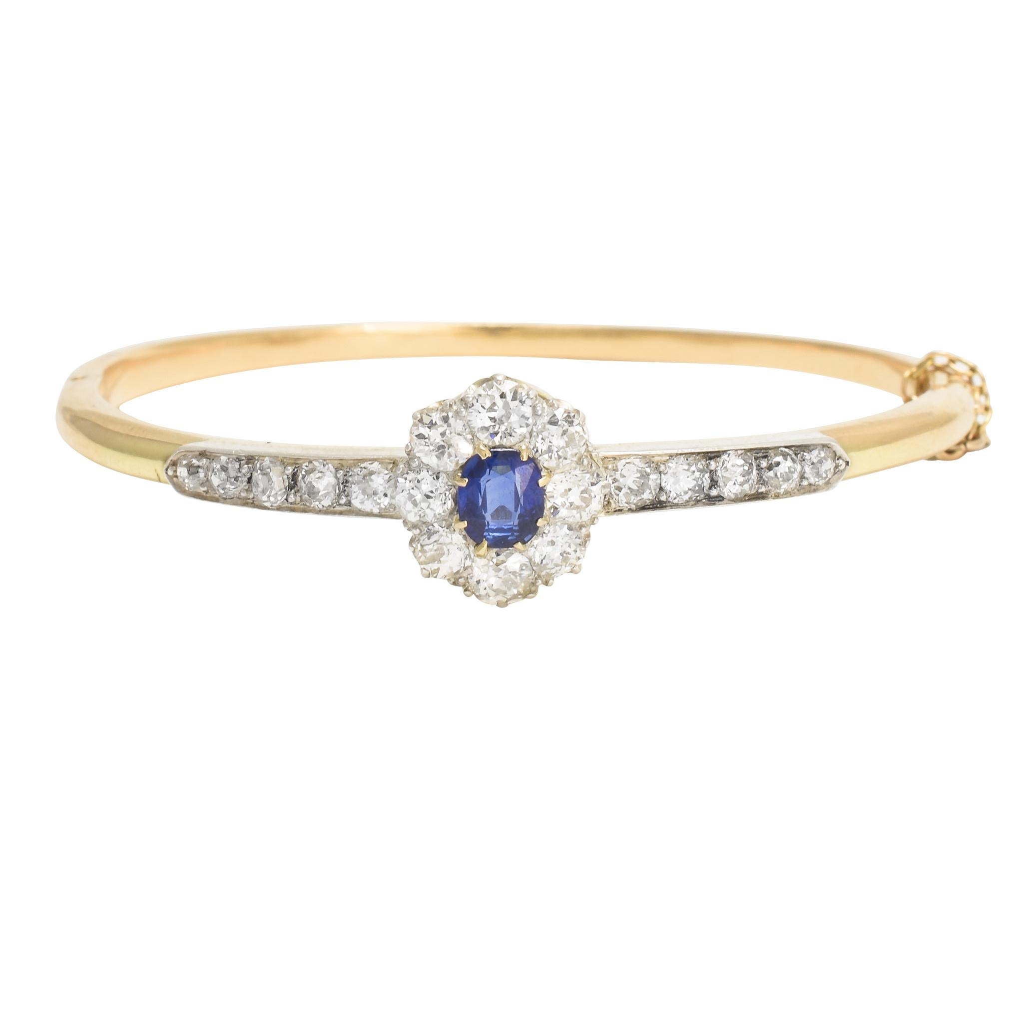 Antique Victorian Sapphire Diamond Cluster Bangle