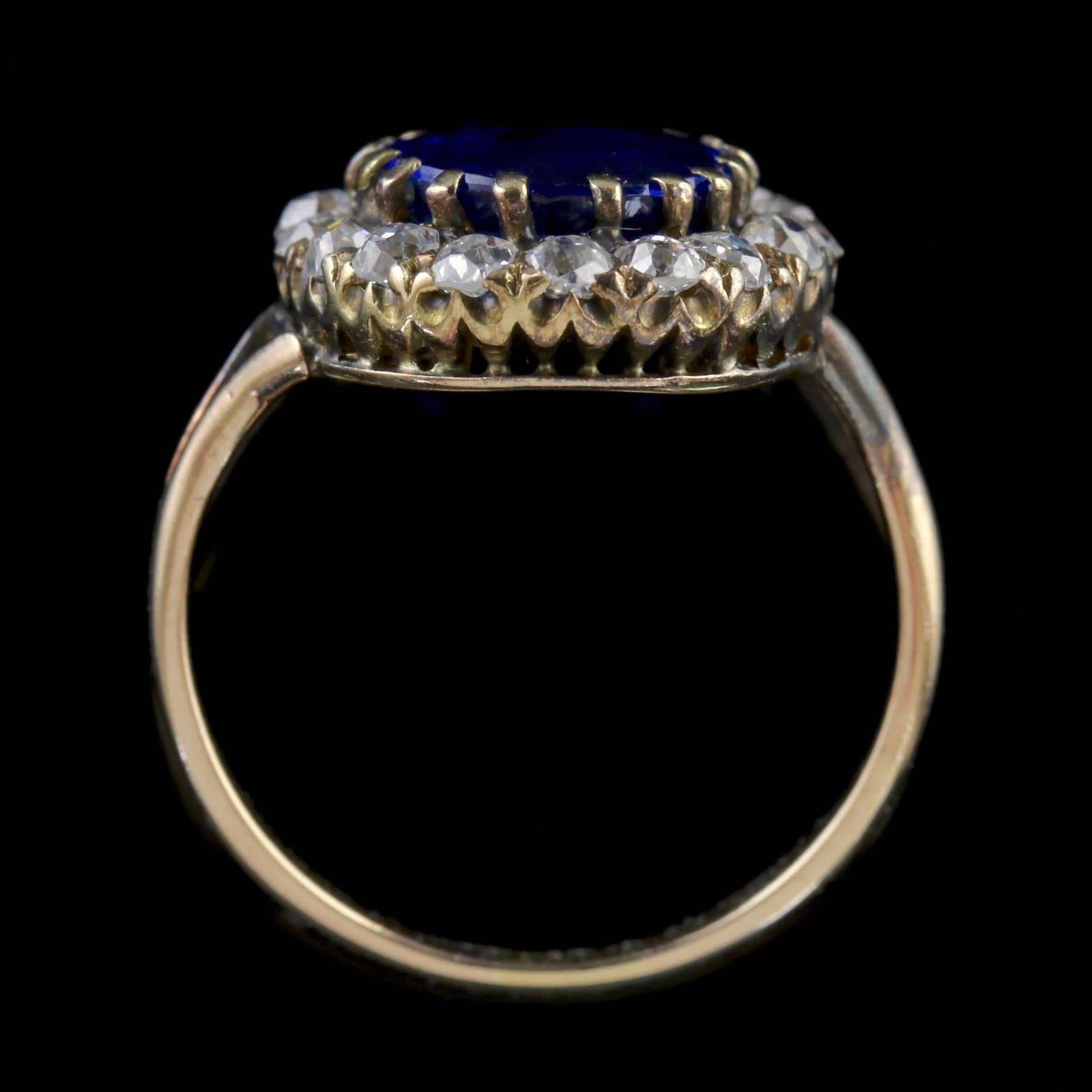 Antique Victorian Sapphire Diamond Cluster Ring, circa 1880 1
