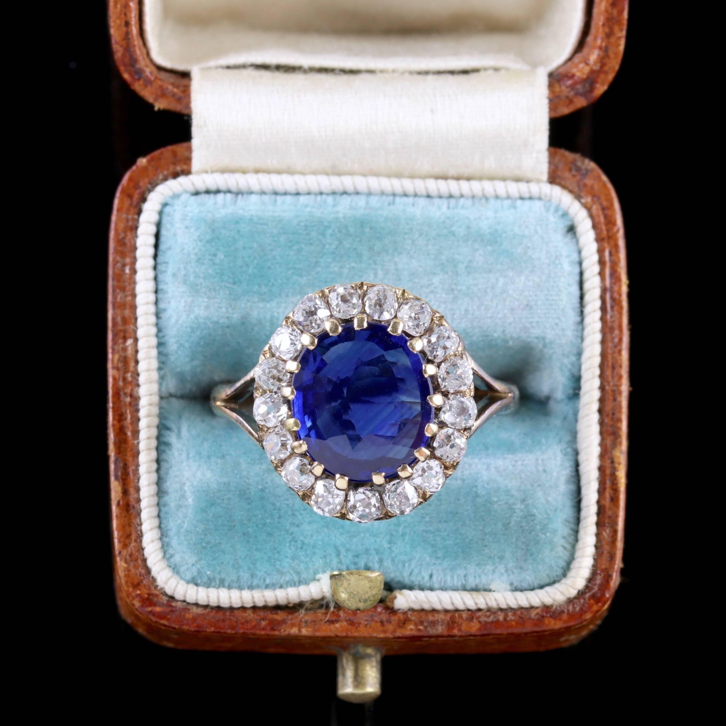 Antique Victorian Sapphire Diamond Cluster Ring, circa 1880 2