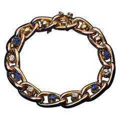 Antique Victorian Sapphire Diamond Gold Link Bracelet