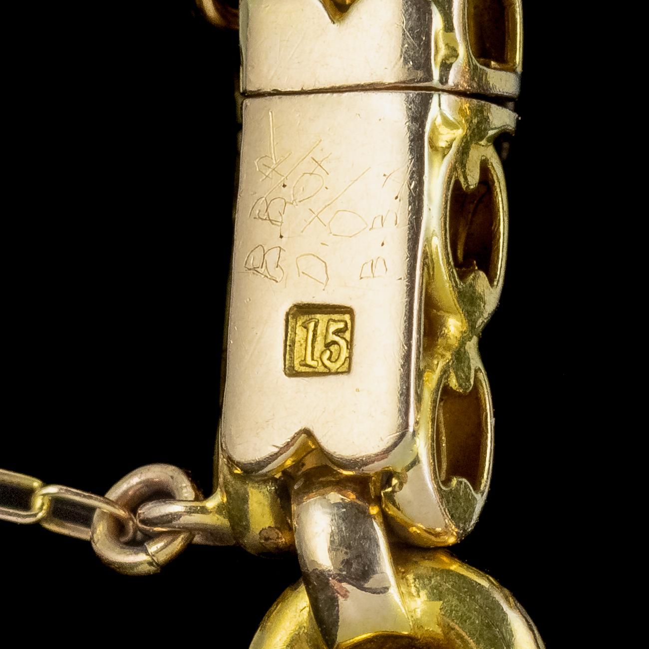 Women's Antique Victorian Sapphire Diamond Love Knot Bracelet 15 Carat Gold For Sale