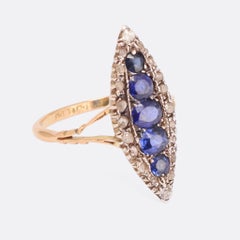 Antique Victorian Sapphire Diamond Marquise Cluster Ring