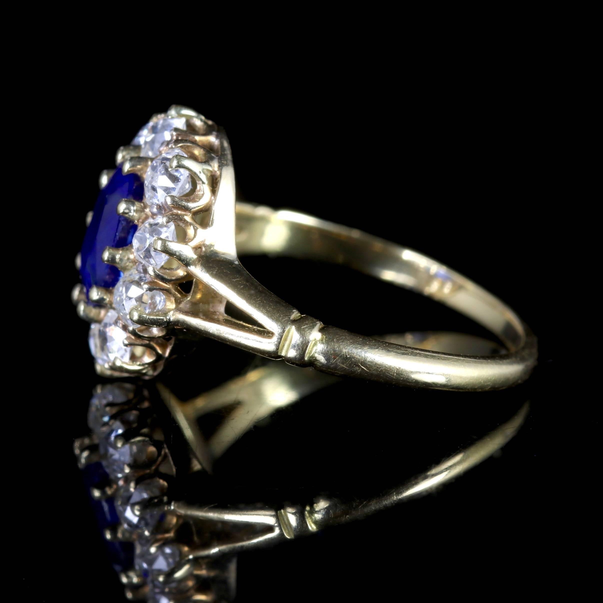 Antique Victorian Sapphire Diamond Ring 18 Carat Gold, circa 1900 In Excellent Condition In Lancaster, Lancashire