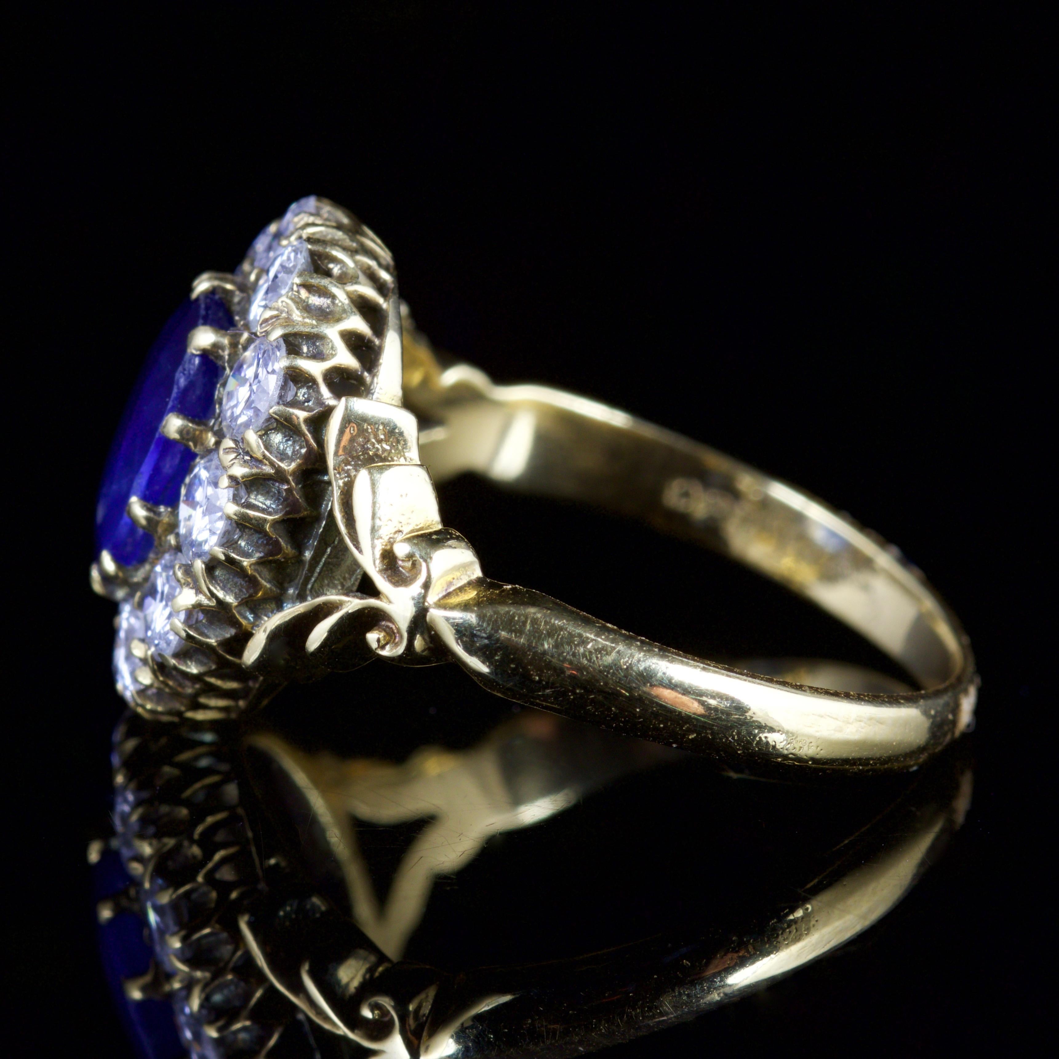Women's Antique Victorian Sapphire Diamond Ring 18 Carat Gold, circa 1900