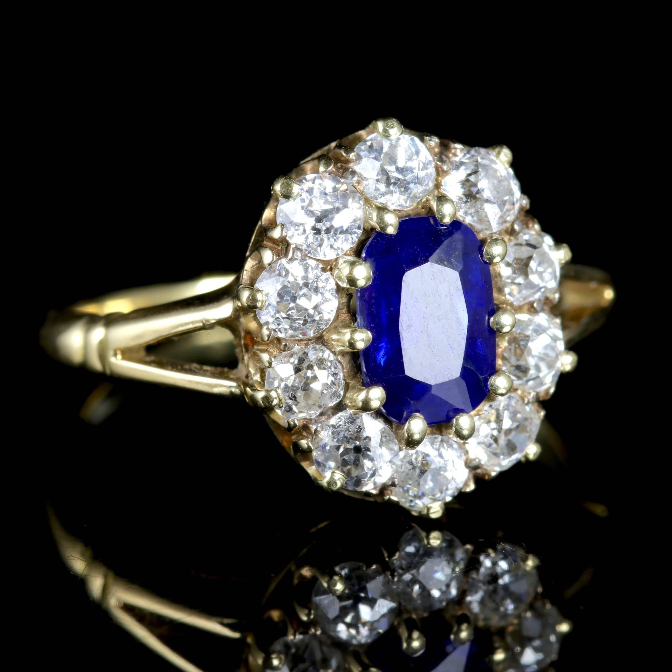 Antique Victorian Sapphire Diamond Ring 18 Carat Gold, circa 1900 1