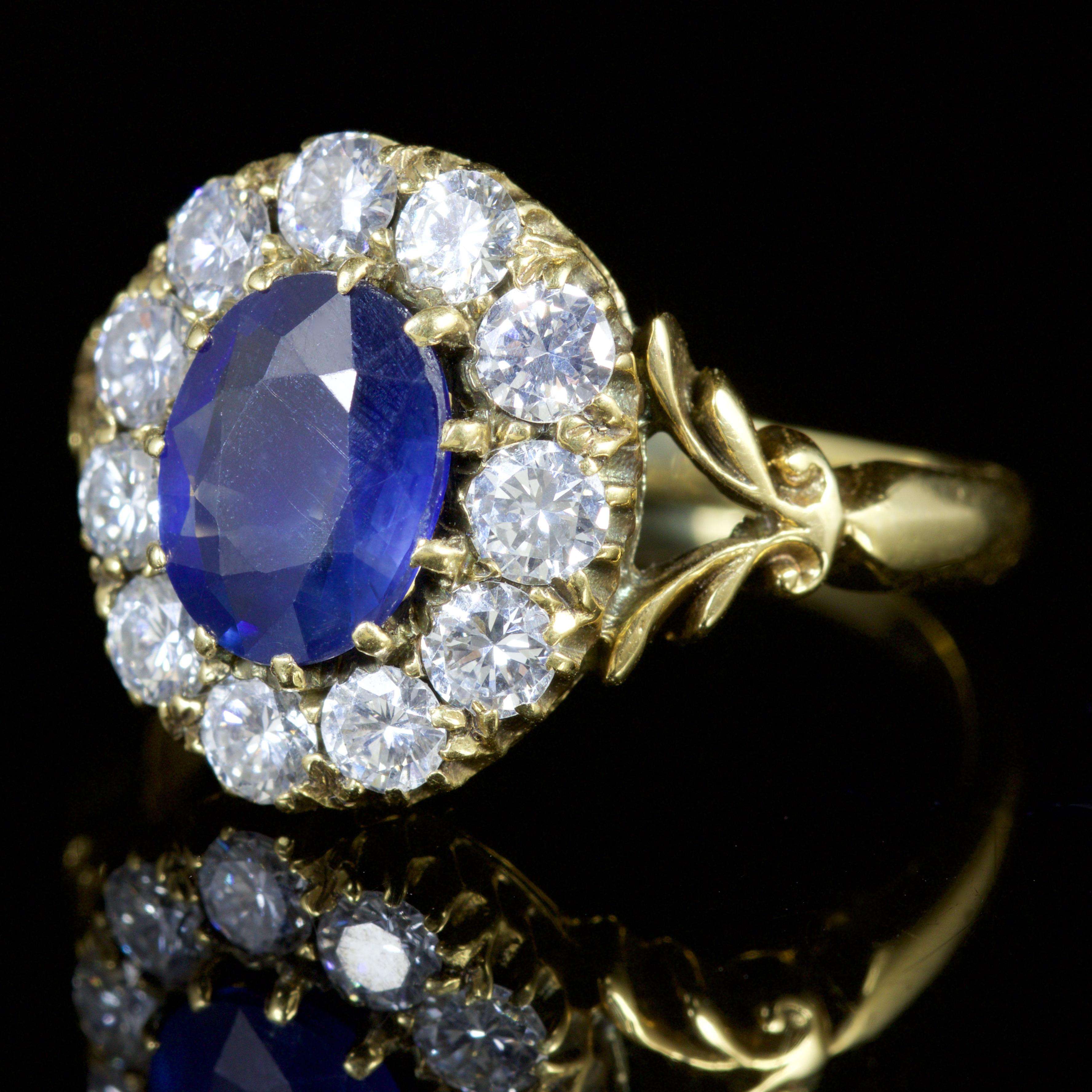 Antique Victorian Sapphire Diamond Ring 18 Carat Gold, circa 1900 1