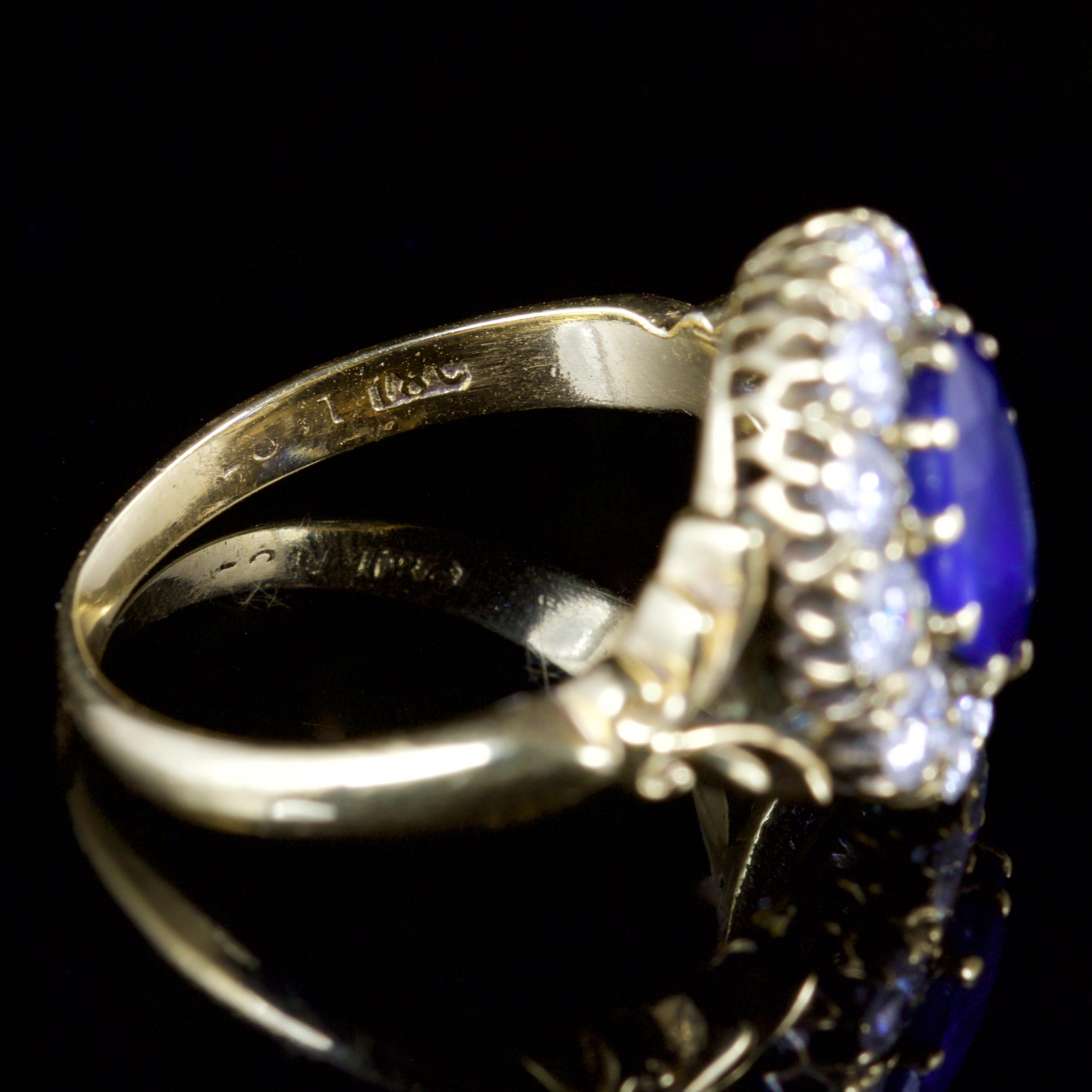 Antique Victorian Sapphire Diamond Ring 18 Carat Gold, circa 1900 3