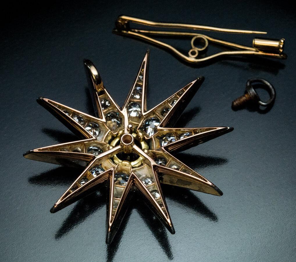 victorian diamond star brooch