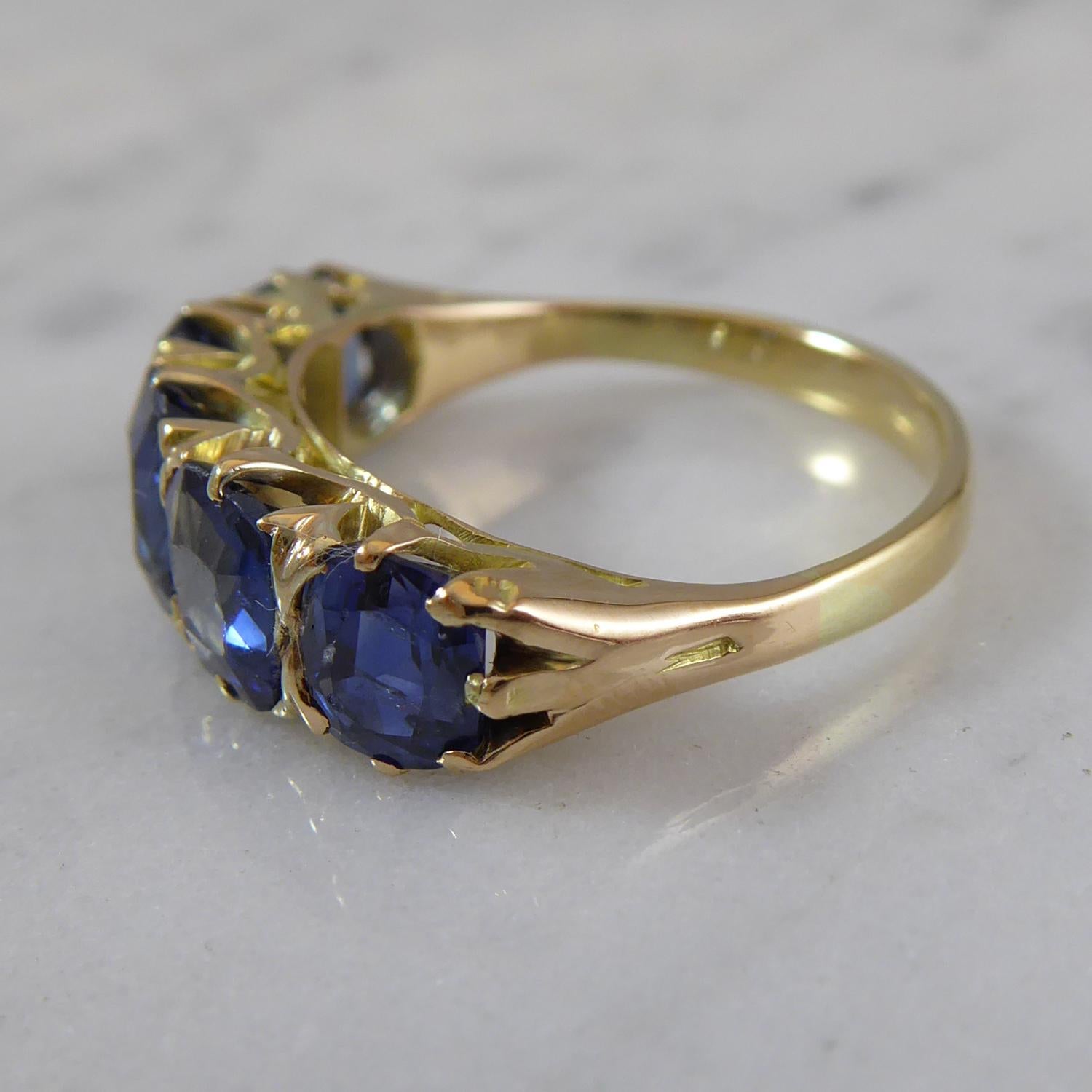 Mixed Cut Antique Victorian Sapphire Ring, Yellow Gold