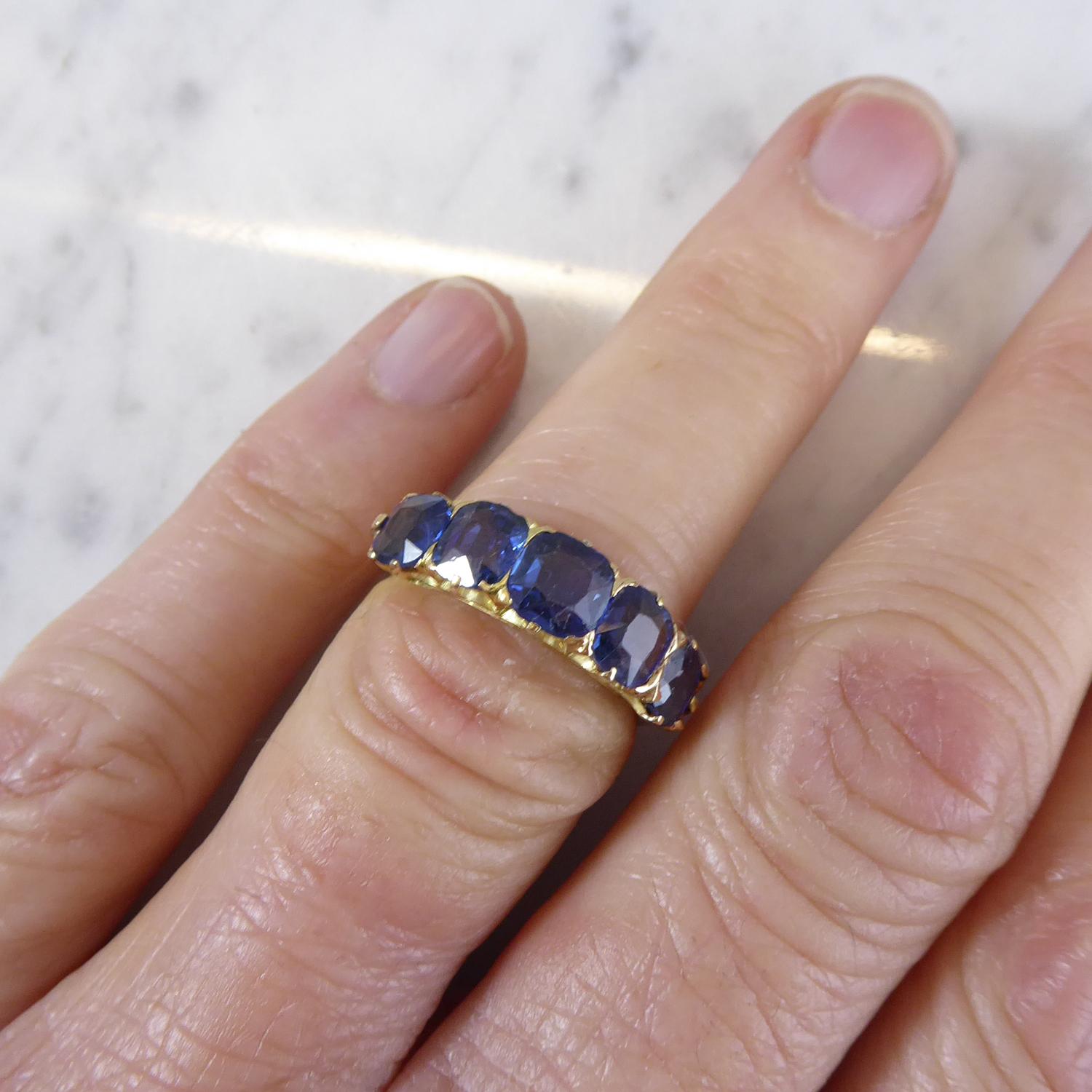 Women's Antique Victorian Sapphire Ring, Yellow Gold