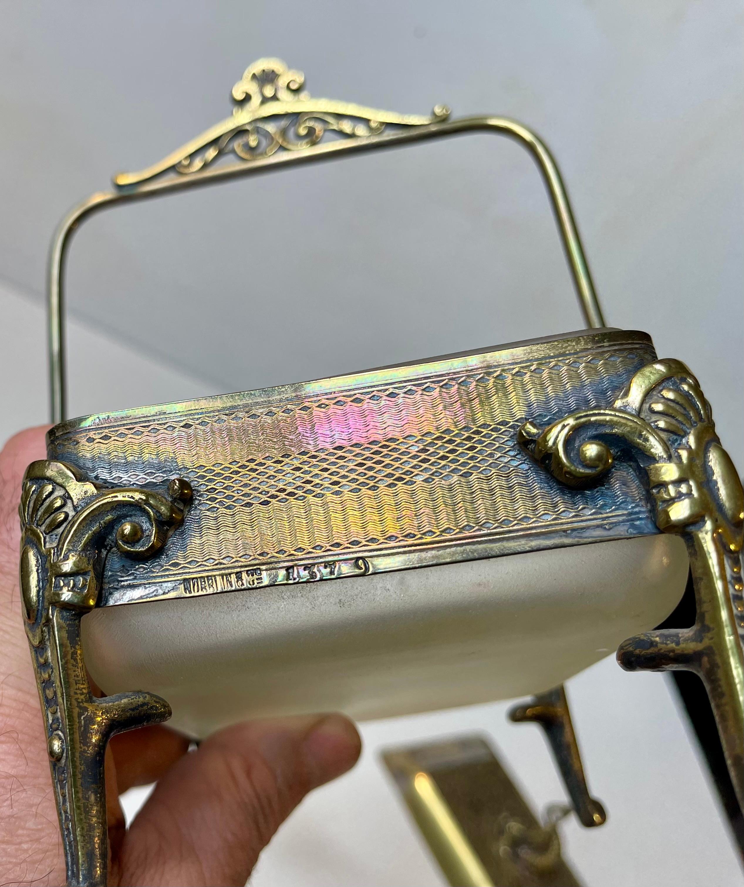 Ancienne boîte à sardines victorienne en laiton et verre dépoli, 19e siècle en vente 2