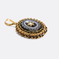 Antique Victorian Sardonyx Diamond Flower Locket