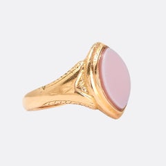 Antique Victorian Sardonyx Navette Signet Ring
