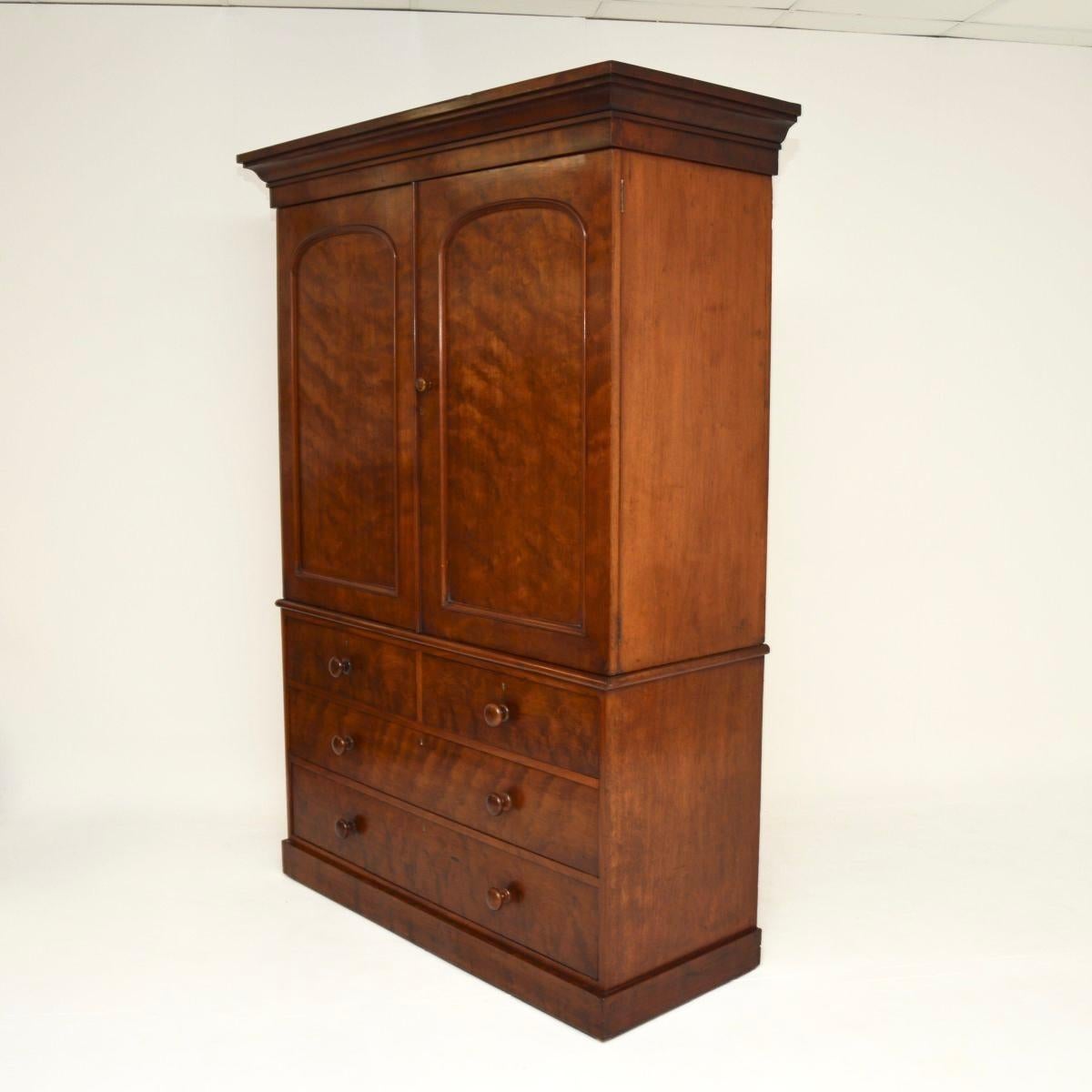 Mid-19th Century Antique Victorian Satin Birch Linen Press by H. Mawer & Stephenson Ltd For Sale