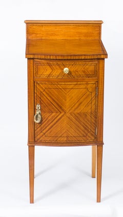 Antique Victorian Satin Wood Bowfront Bedside Cabinet 19th Century