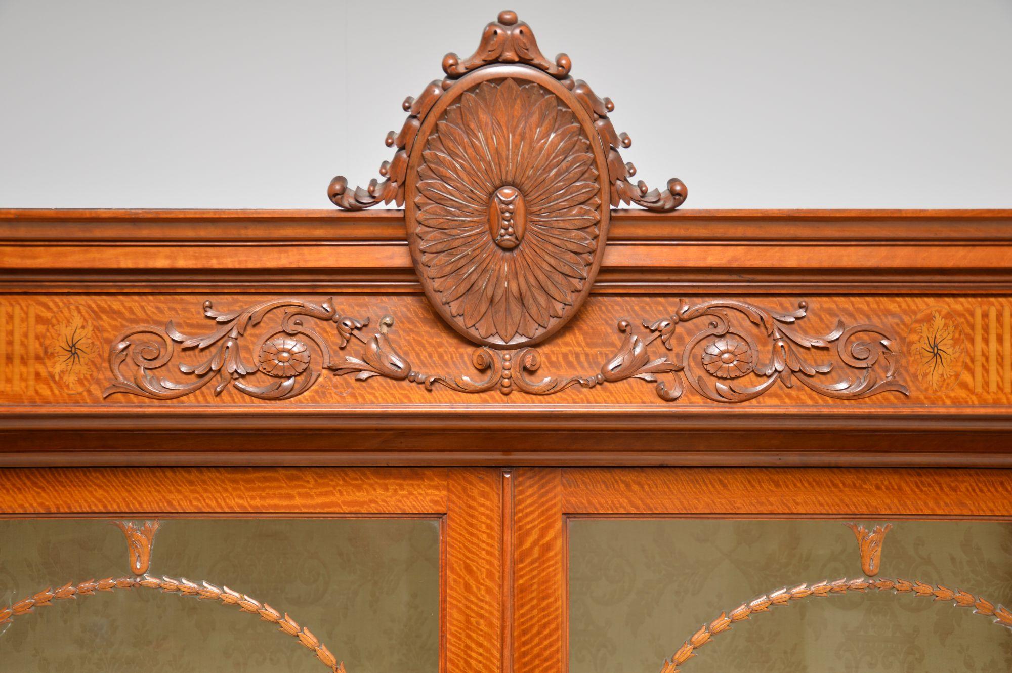 Satinwood Antique Victorian Satin Wood Display Cabinet For Sale