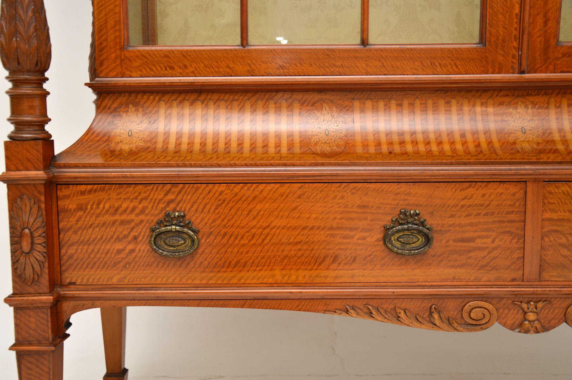 Antique Victorian Satin Wood Display Cabinet For Sale 5