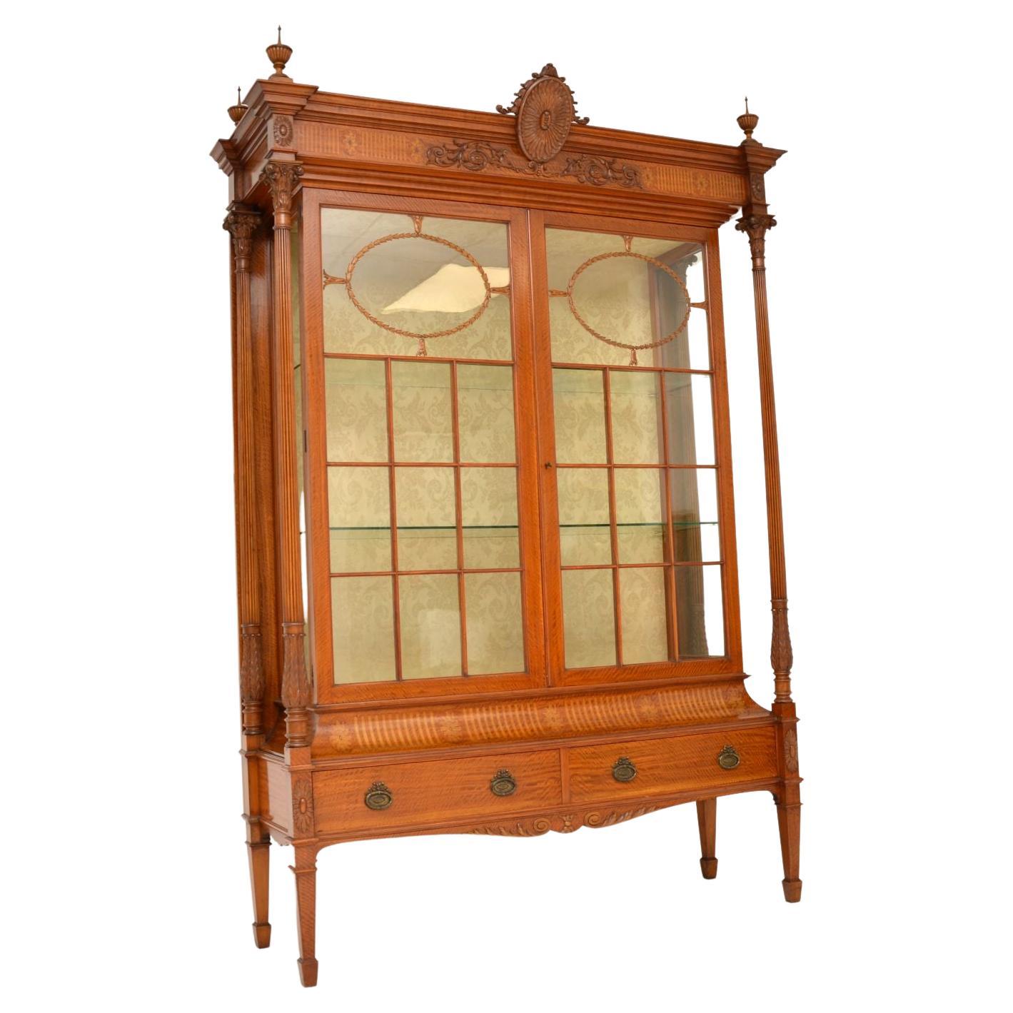Antique Victorian Satin Wood Display Cabinet