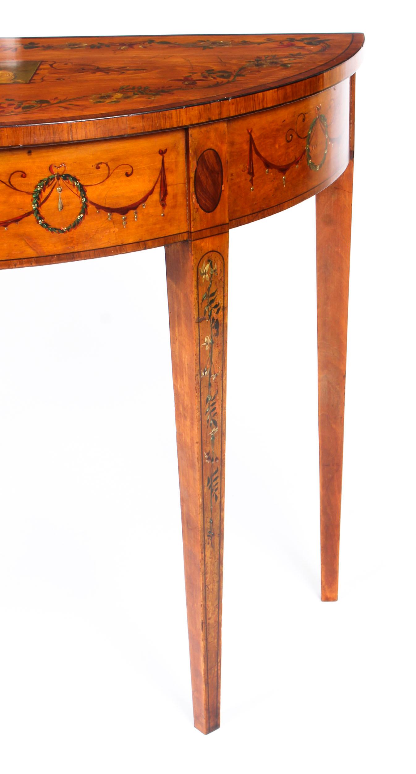 Antique Victorian Satinwood and Harewood Half Moon Painted Console Table at 1stDibs victorian
