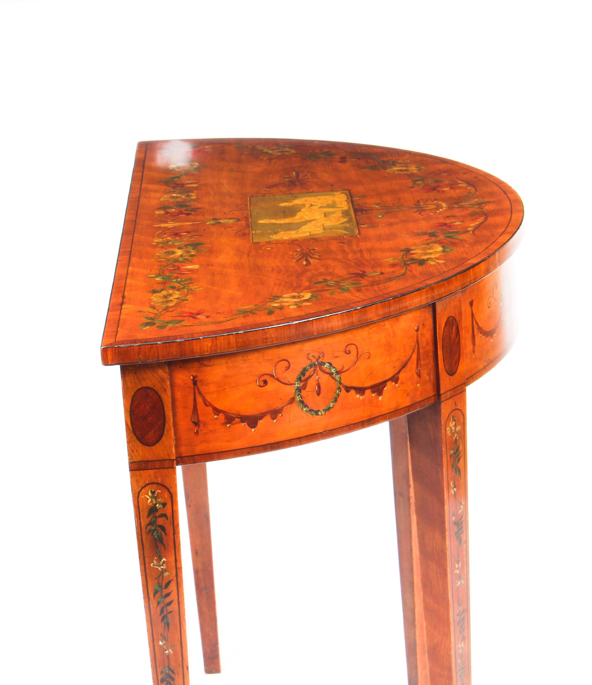 Antique Victorian Satinwood and Harewood Half Moon Painted Console Table at 1stDibs victorian