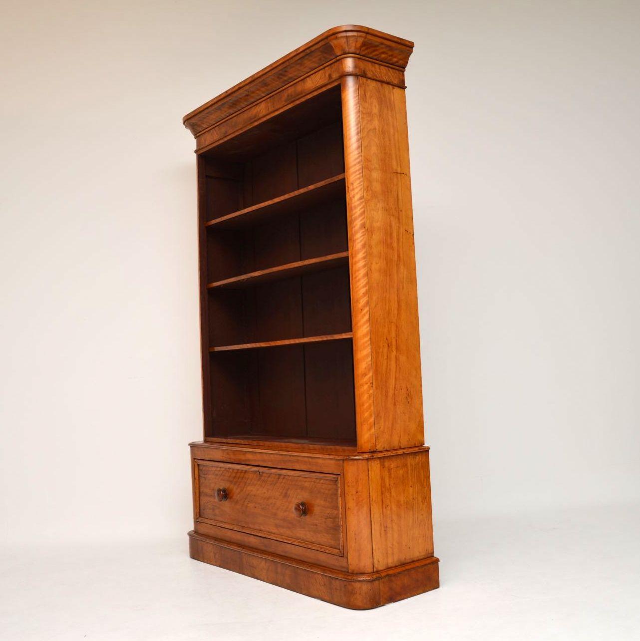 British Antique Victorian Satinwood Bookcase