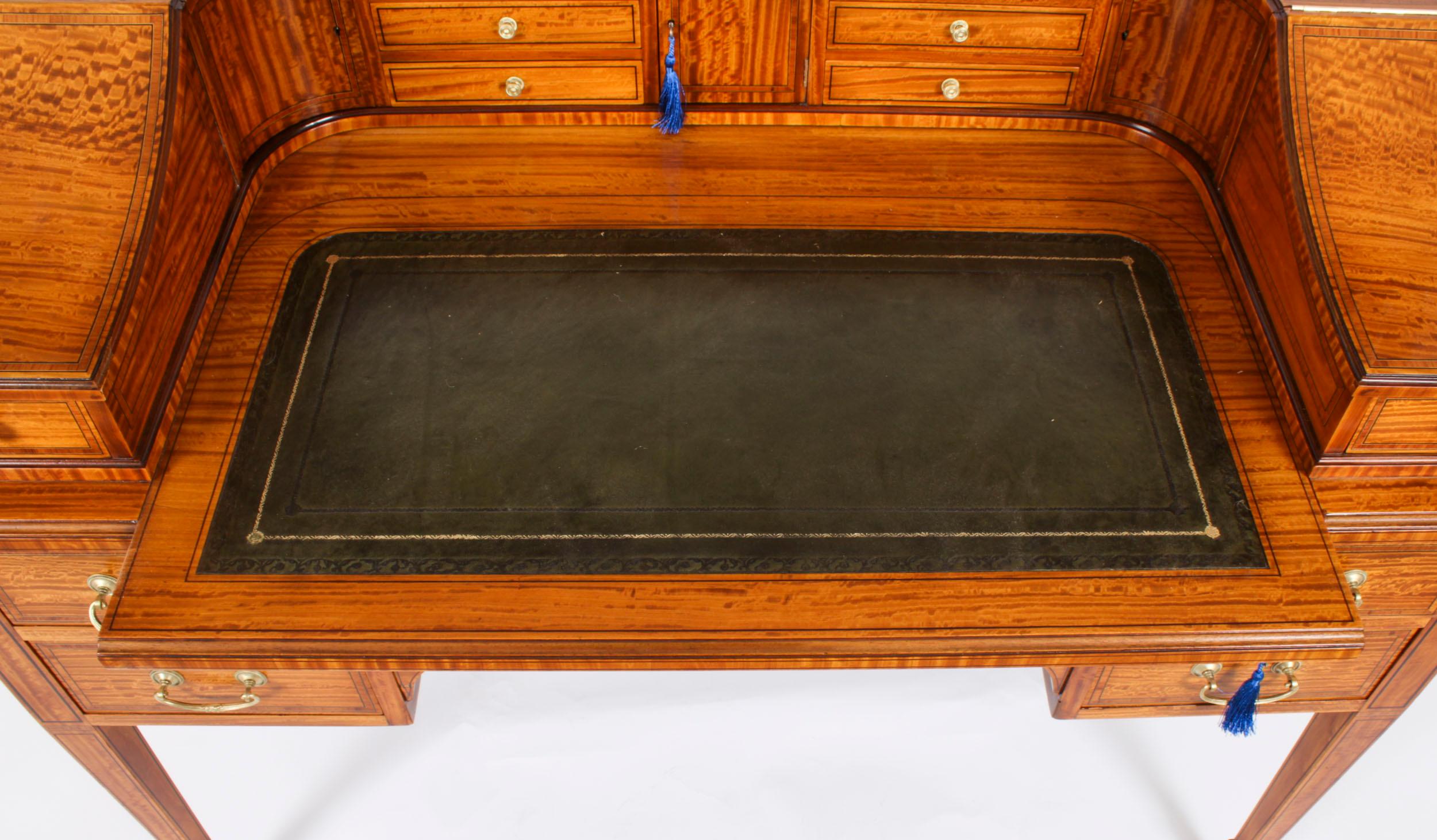 Antique Victorian Satinwood Carlton House Writing Desk 19th Century 11