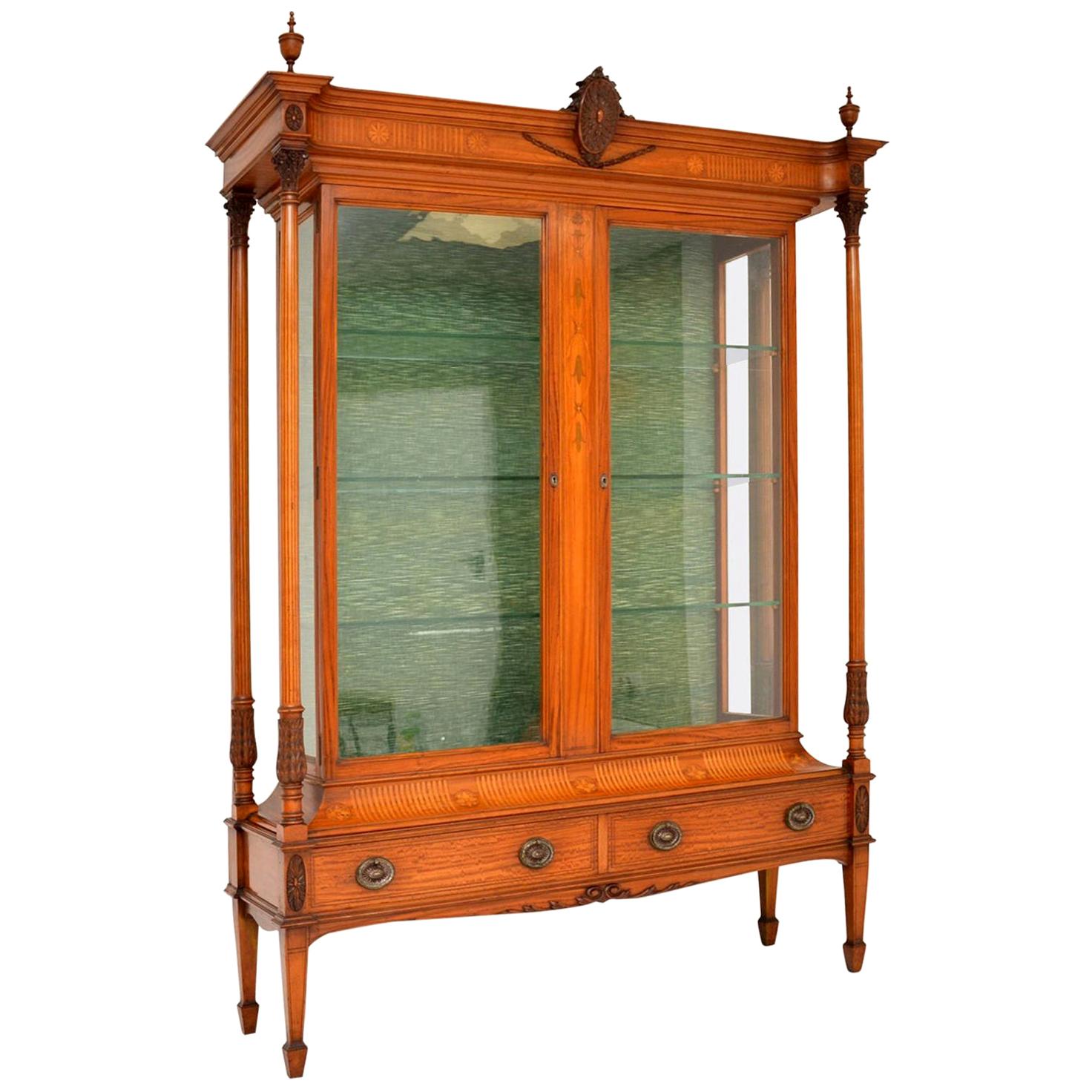 Antique Victorian Satinwood Display Cabinet