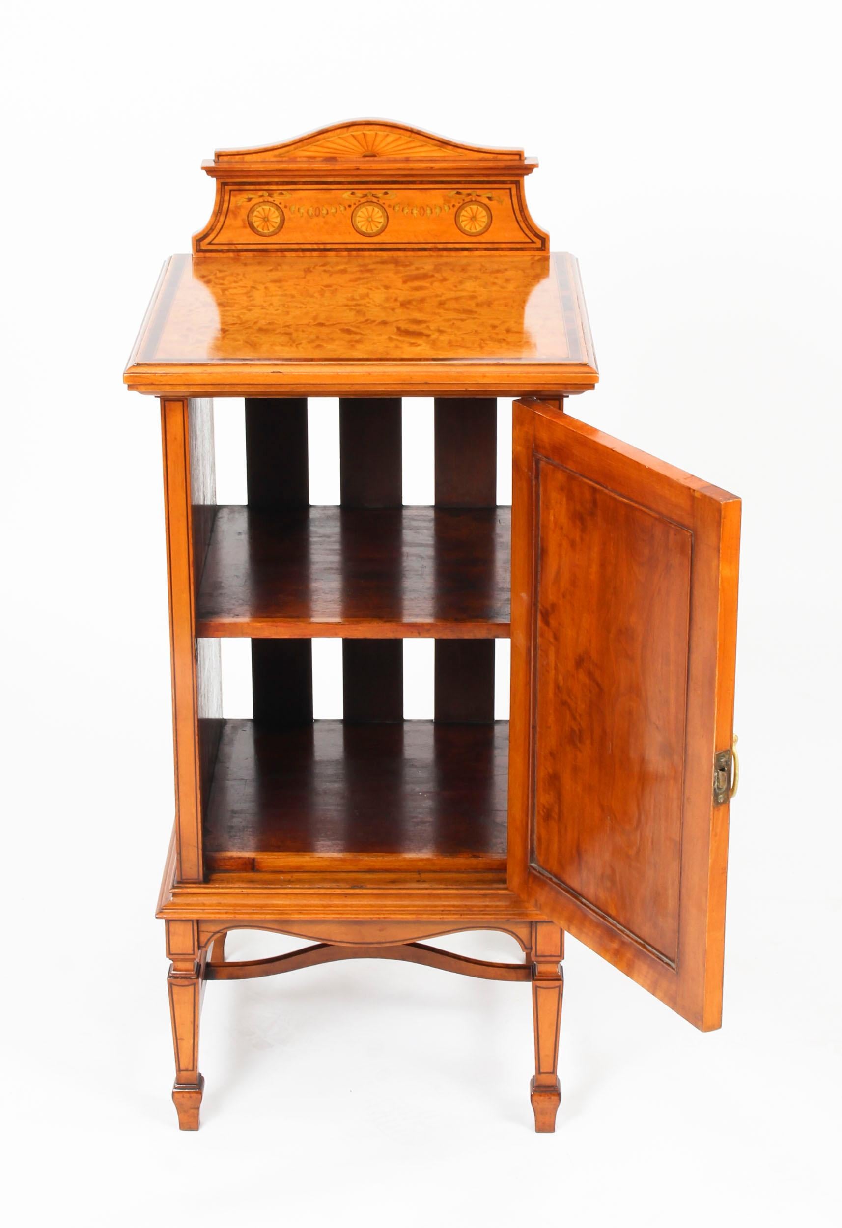 Antique Victorian Satinwood & Inlaid Bedside Cabinet, 19th Century For Sale 2
