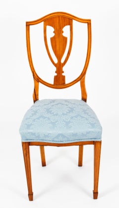 Chaise de bureau victorienne ancienne à dossier cannelé en bois de satin, XIXe siècle