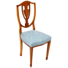 Chaise de bureau victorienne ancienne à dossier cannelé en bois de satin, XIXe siècle