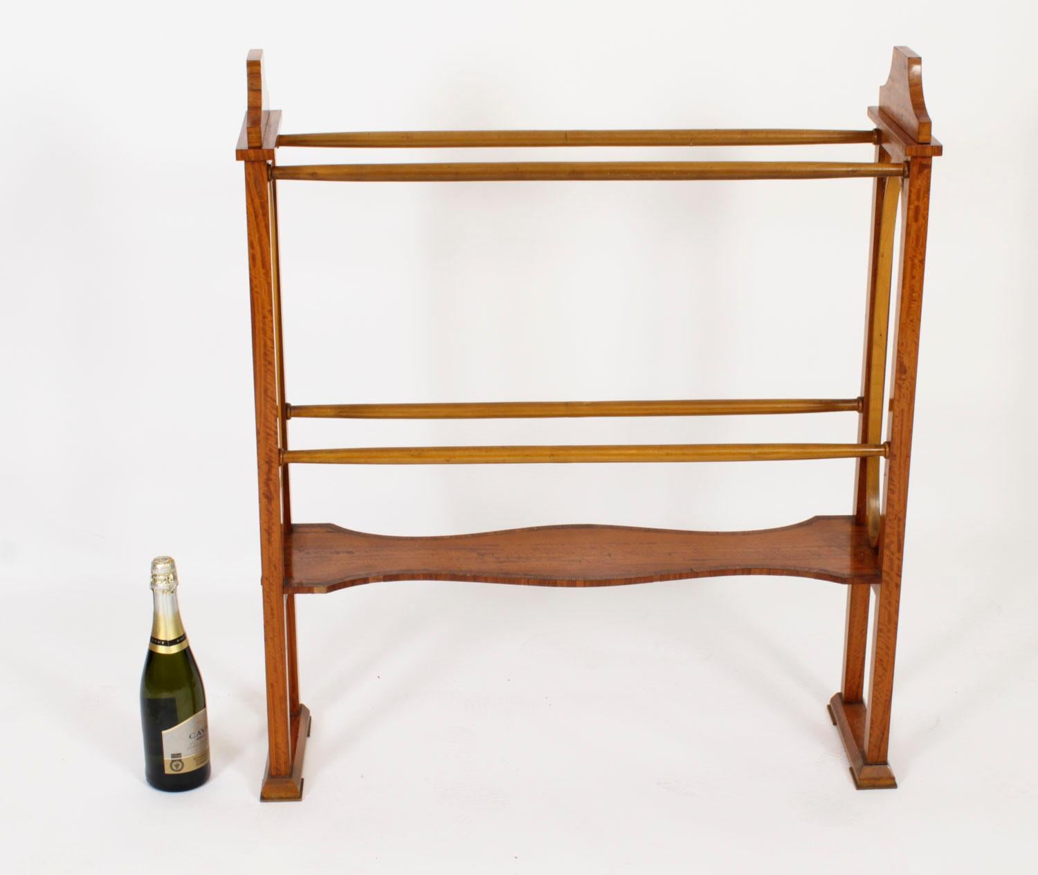 Antique Victorian Satinwood Towel Rail 19th Century 5