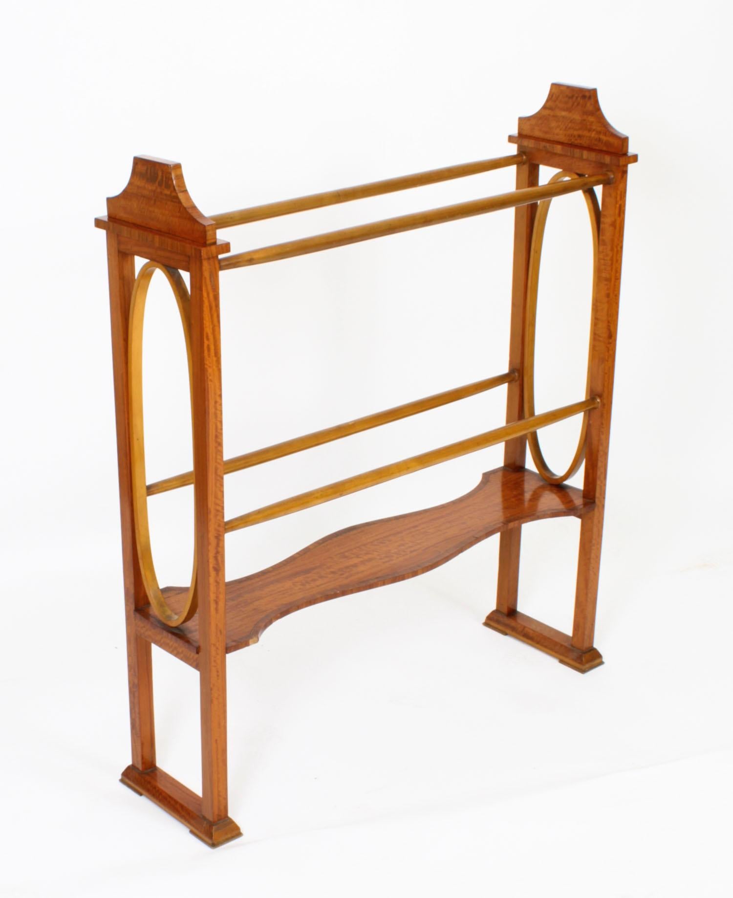 Antique Victorian Satinwood Towel Rail 19th Century 6