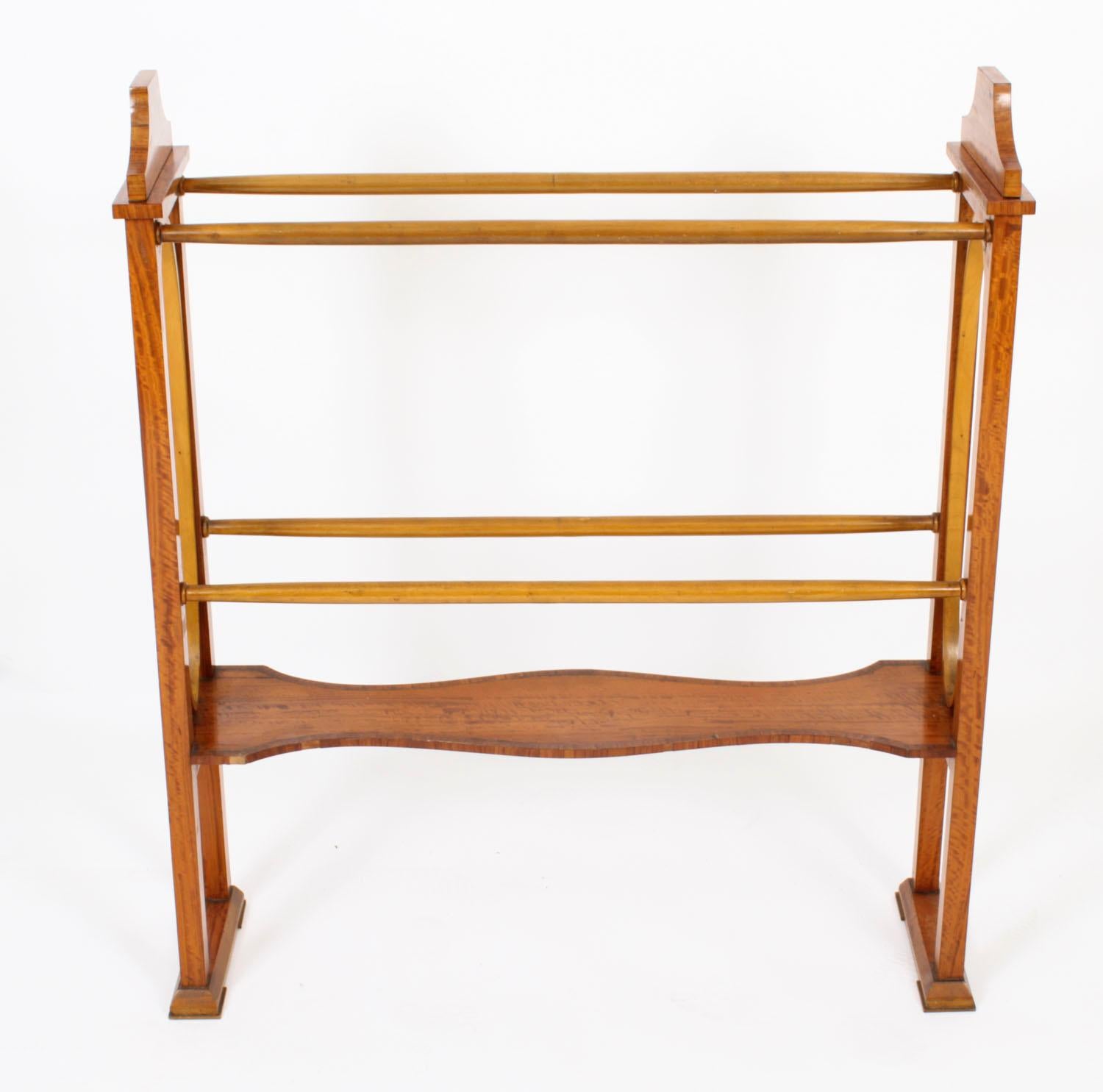 English Antique Victorian Satinwood Towel Rail 19th Century