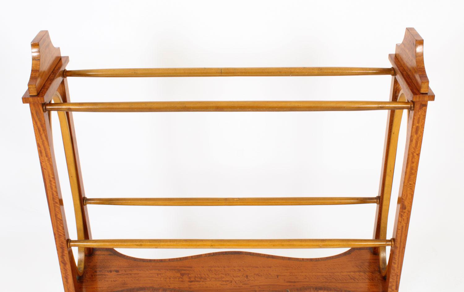 Late 19th Century Antique Victorian Satinwood Towel Rail 19th Century