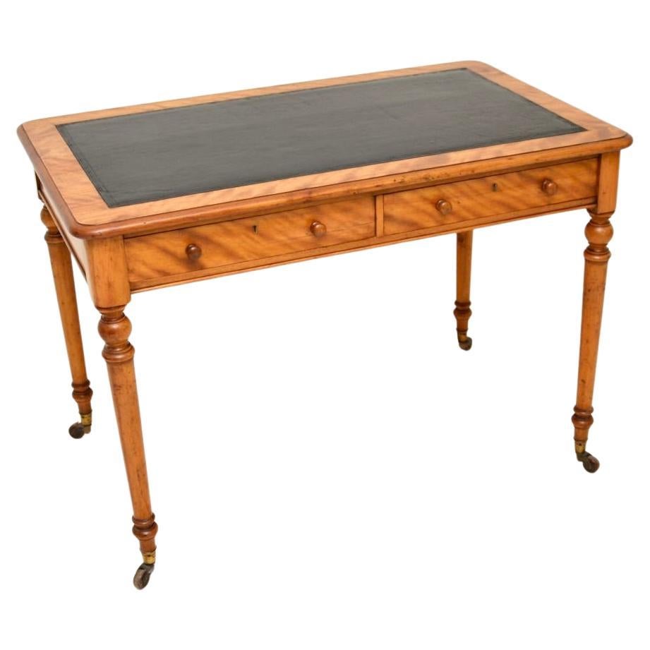 Antique Victorian Satinwood Writing Table / Desk