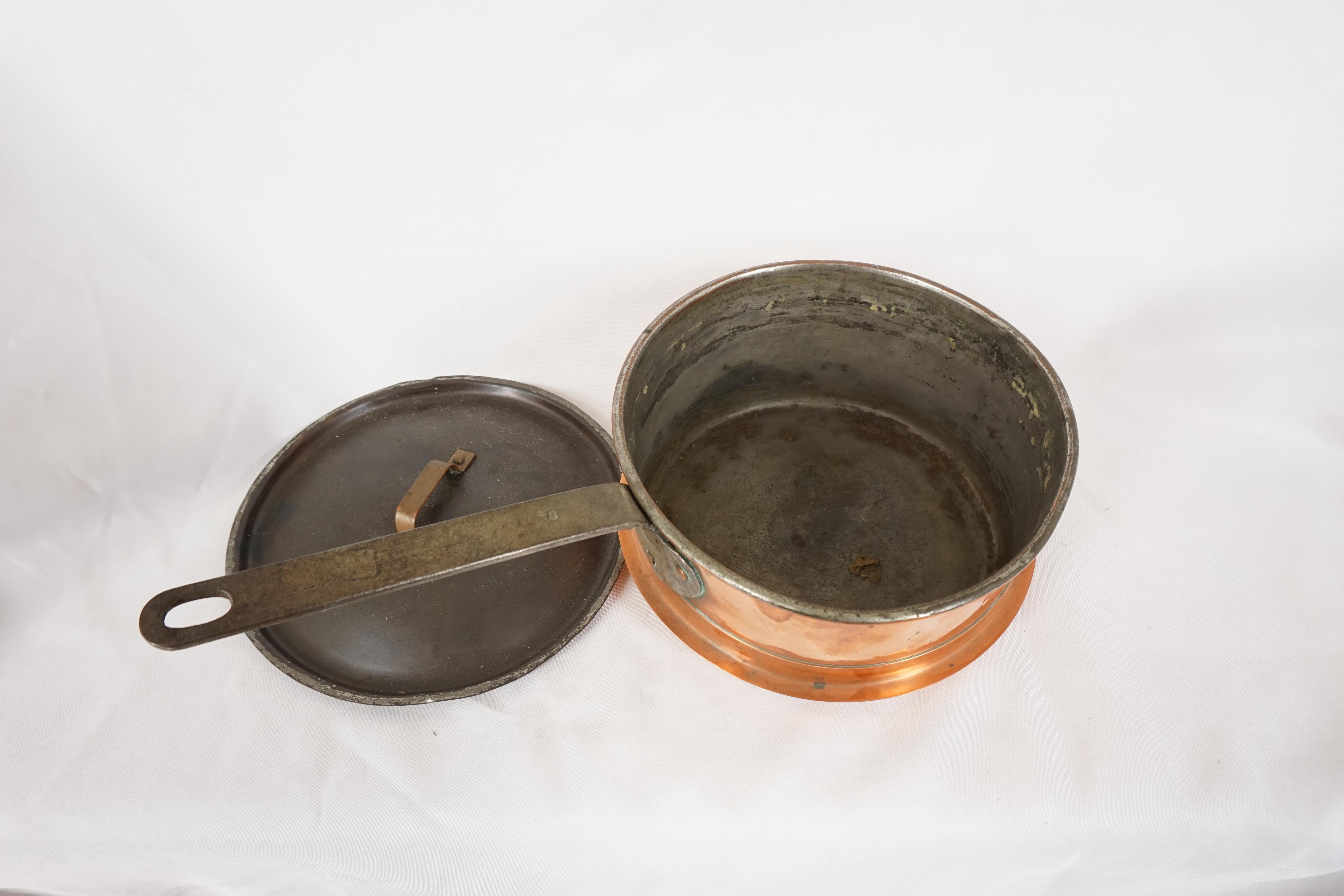 Antique Victorian Saucepan, Cooking Pot With Handle, Scotland 1890, B2859 In Good Condition In Vancouver, BC