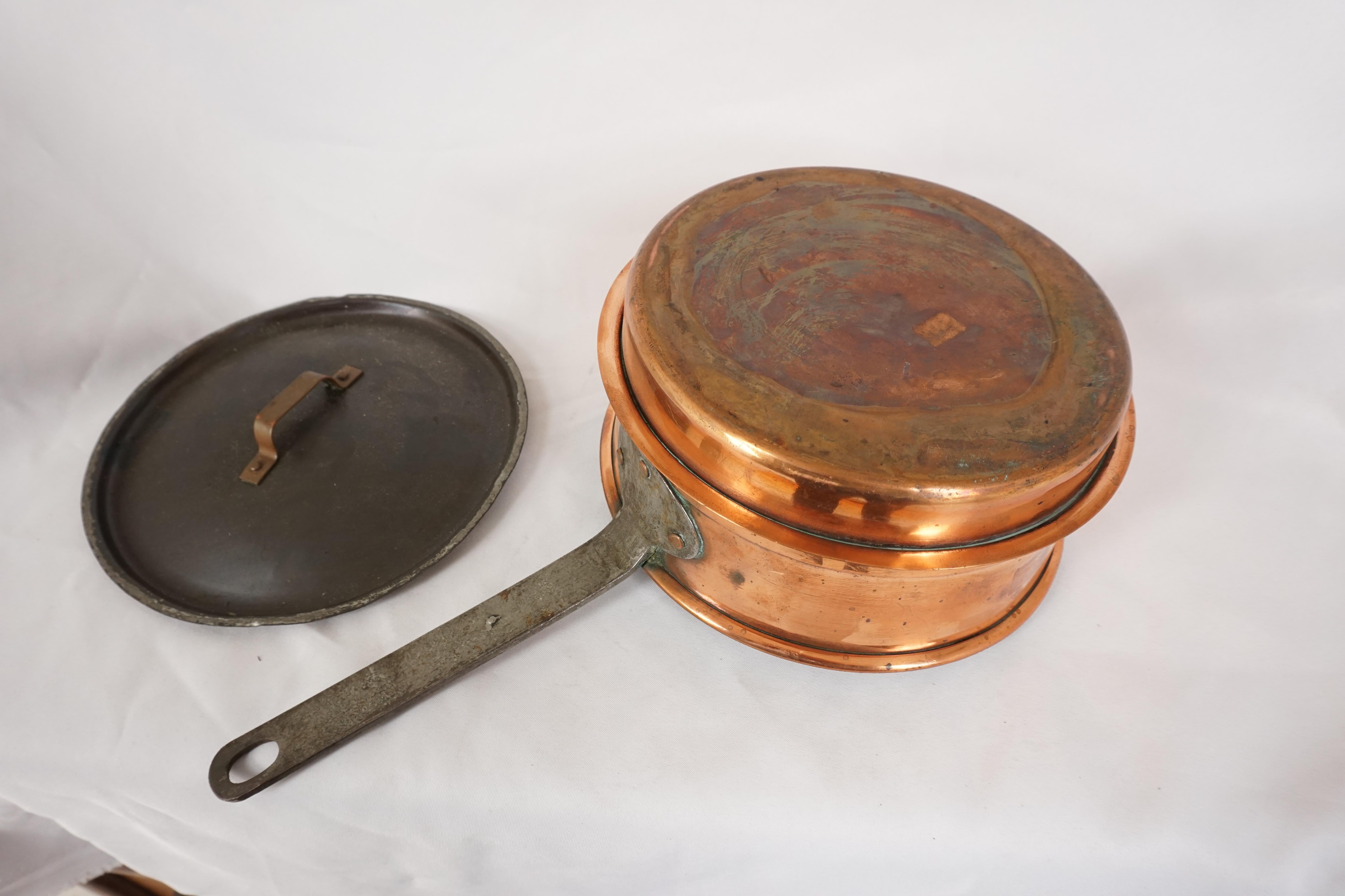 Copper Antique Victorian Saucepan, Cooking Pot With Handle, Scotland 1890, B2859