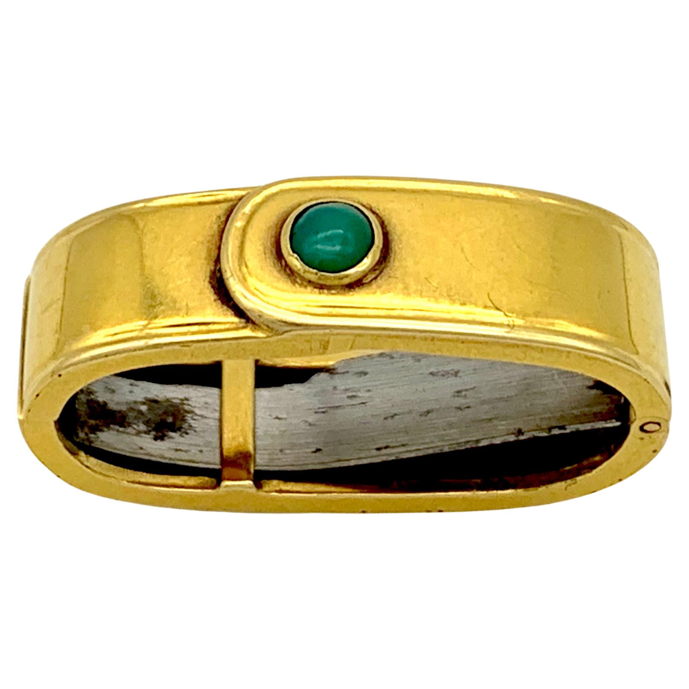 Antique écharpe clip écharpe victorienne en or 15 carats avec cabochon de turquoise en vente